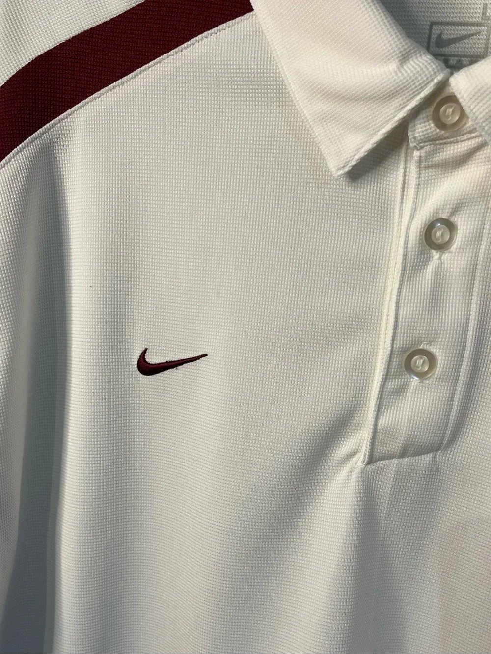 Nike Team Fit Dry Crimson, White Polo, Sz L